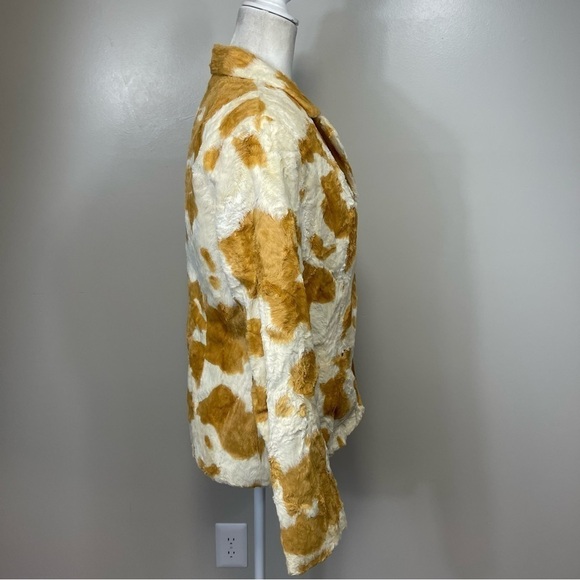 FREE WEAR by JOHNATHON HOENSCHEIDT Tan & Cream Faux Fur Blazer Jacket - MEDIUM - Picture 7 of 11